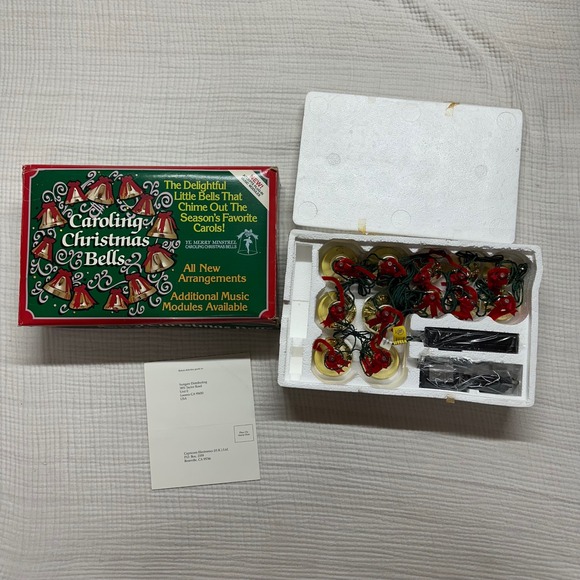 NOS Vintage Ye Merrie Minstrel Caroling Christmas Bells SET Musical Songs